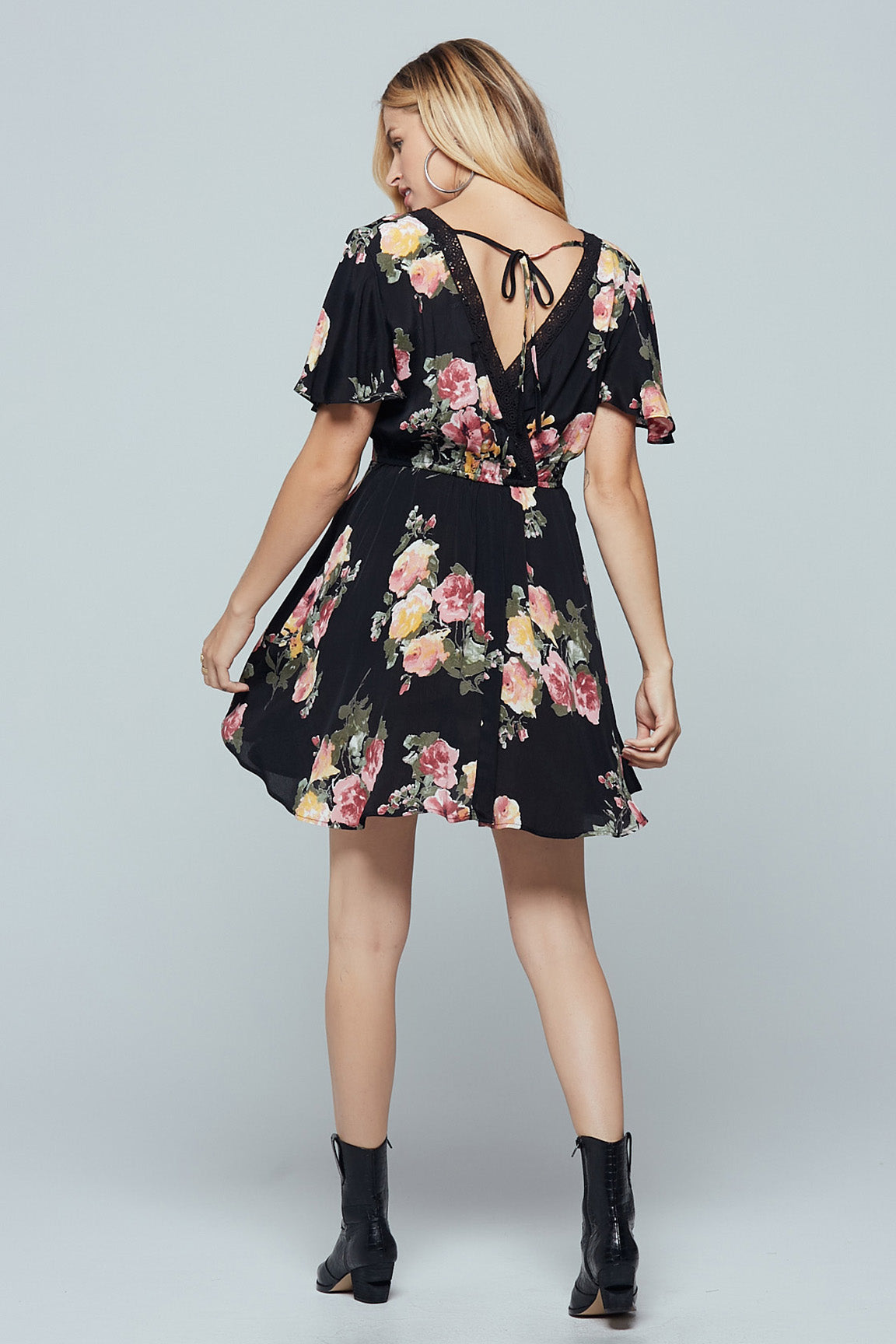 black floral romper dress