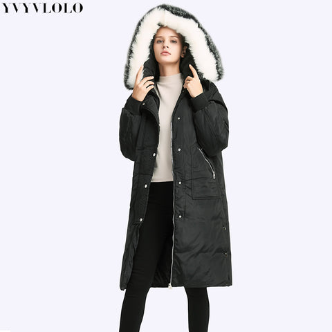 Winter Long Jacket Women Parka With Fur Collar Warm Coats Padded Jacket  Long Coat Outerwear