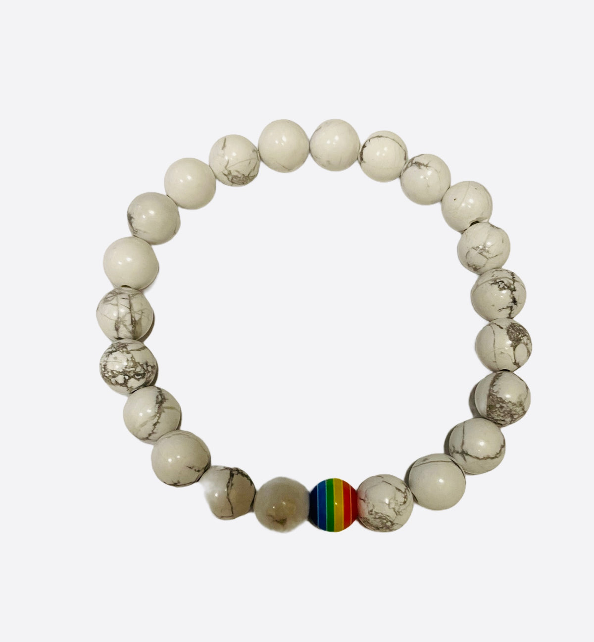 Rainbow Bead Bracelet 6mm Stretchy Pride Summer Beach Jewelry Natural Stone