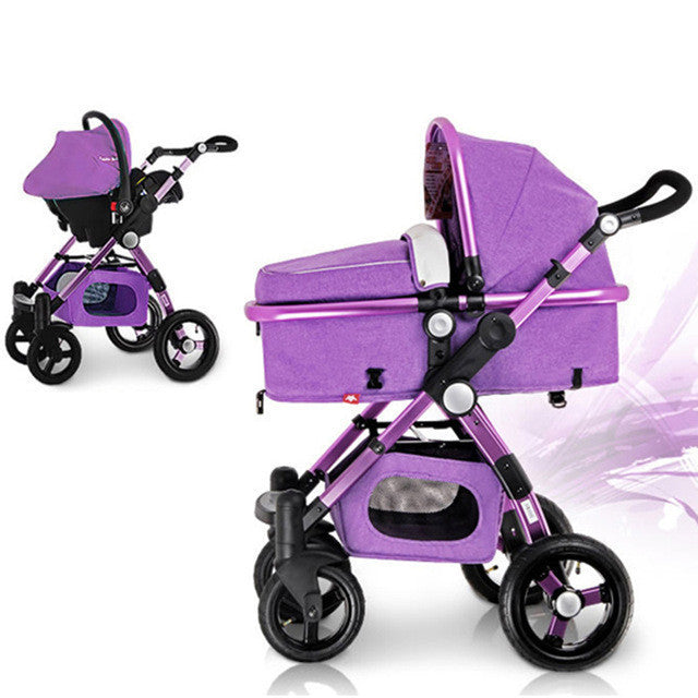 purple baby stroller