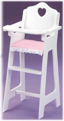 Badger Basket White Doll High Chair With Plate Bib And Spoon