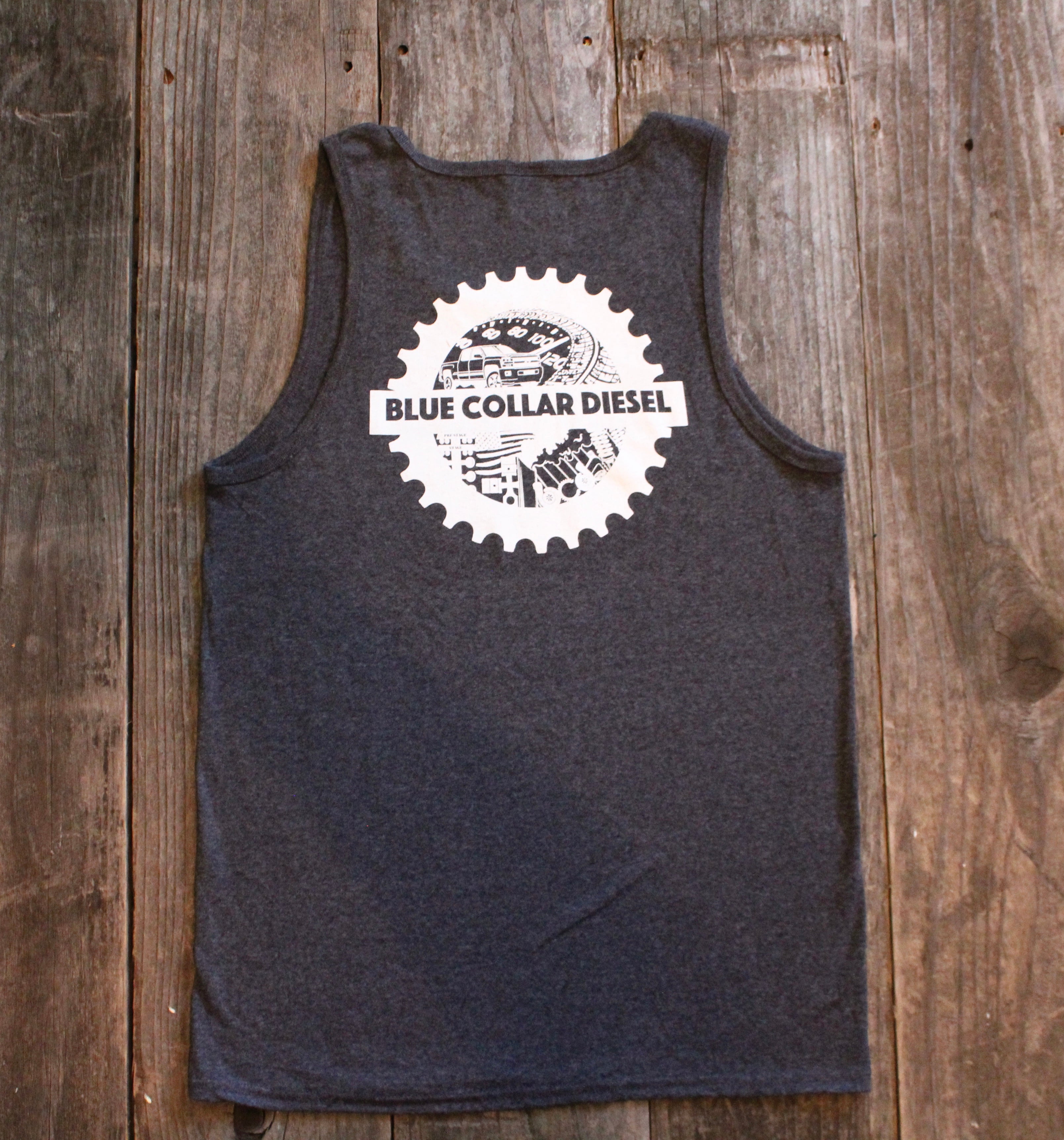 The "Gear Logo" Men’s Tank- Charcoal - Blue Collar Diesel