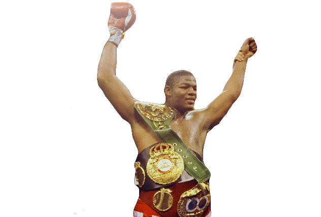 Riddick Bowe Left Hand Autographed with inscriptions Everlast Black Boxing Glove