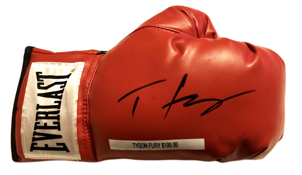 Tyson Fury Signed Red Everlast Boxing Glove Fury Boxing Autograph Memo