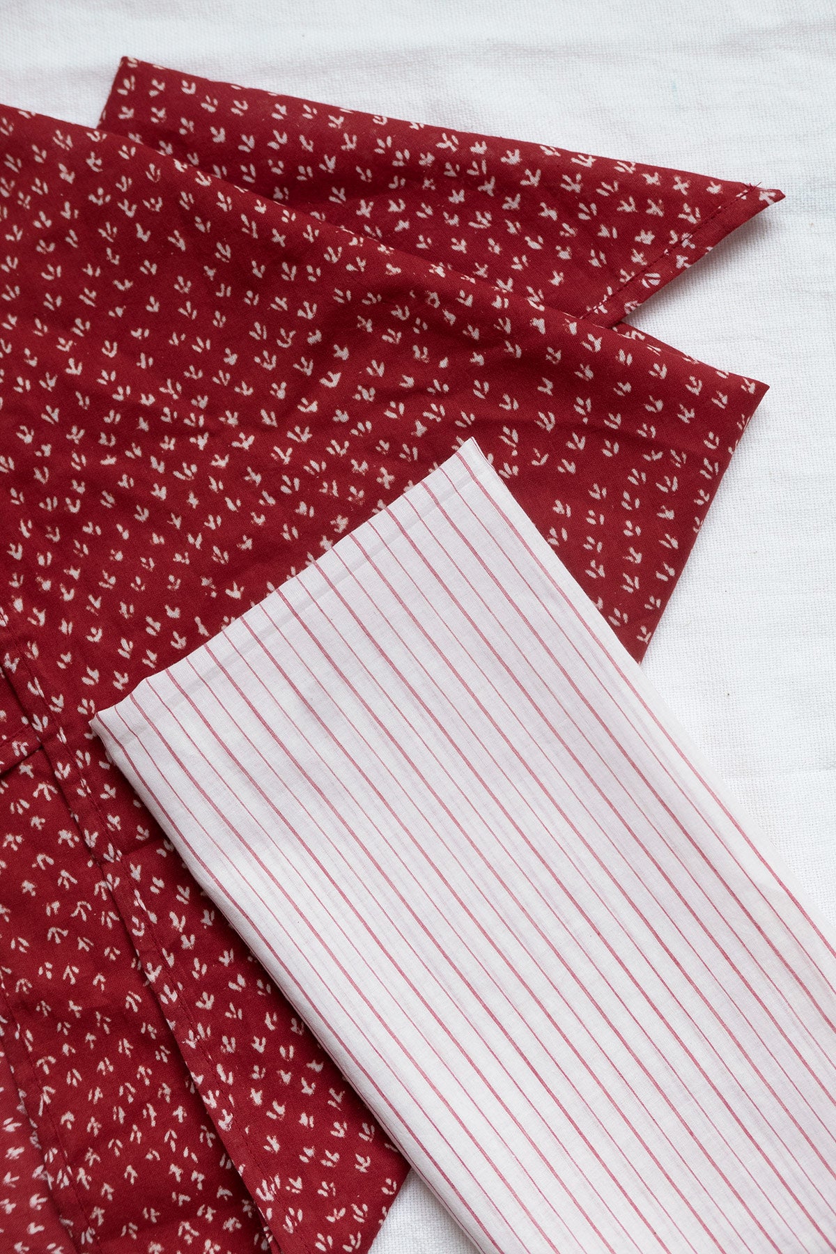 Set of Two Bandanas in Cherry Red and White Cotton