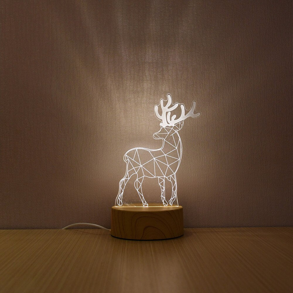 3D LED Lamp Creative Wood grain Novelty Illusion Night light Lamp