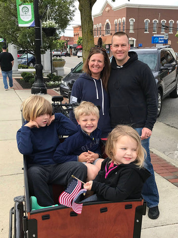 Front loading bike with family and special needs child