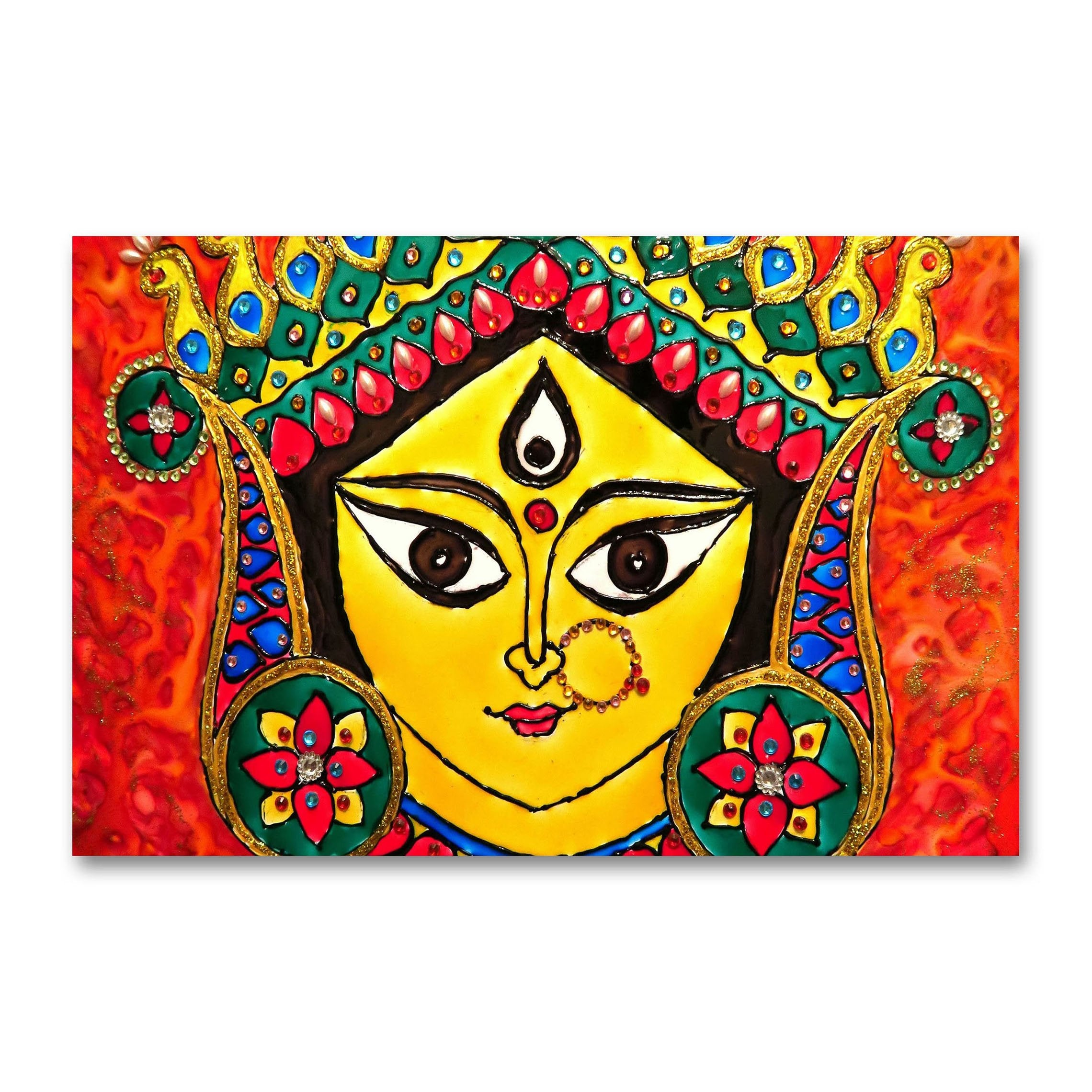 Durga Maa Drawing with Boho Art Style