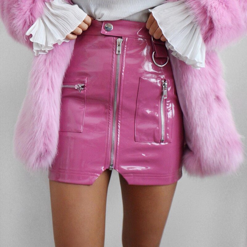 Barbie Pink Faux Leather Mini Skirt 