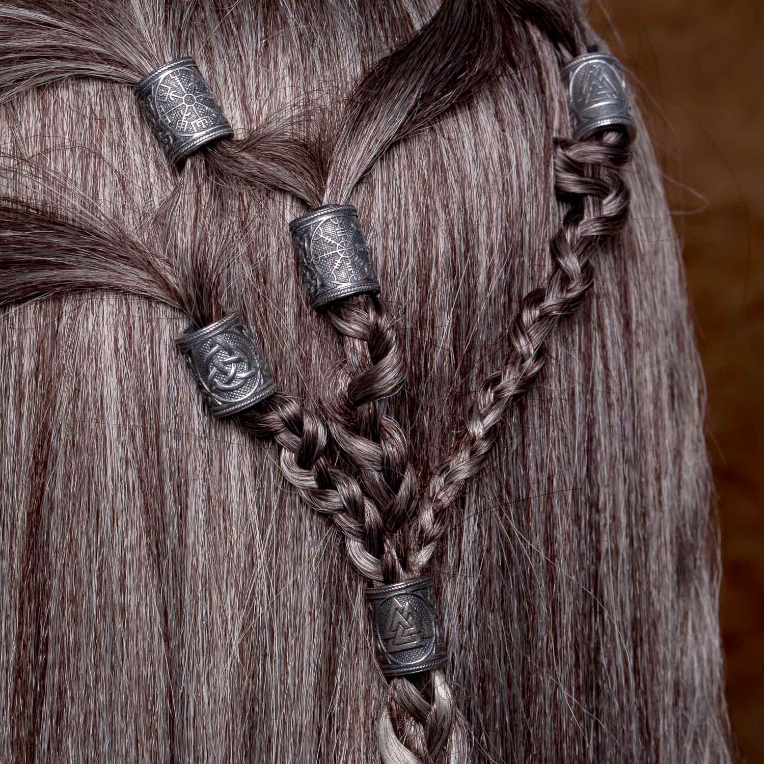 Viking Skull Beard Beads  Solid Steel Hair Rings - TheNorseWind