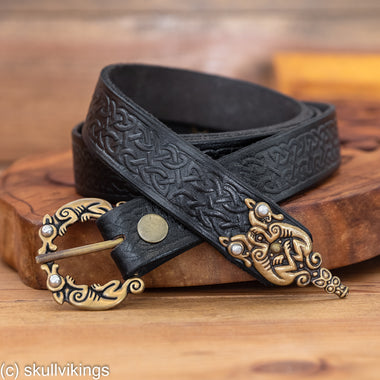 Leather Viking Belt with Brass Buckle - Viking Clothing Accessories