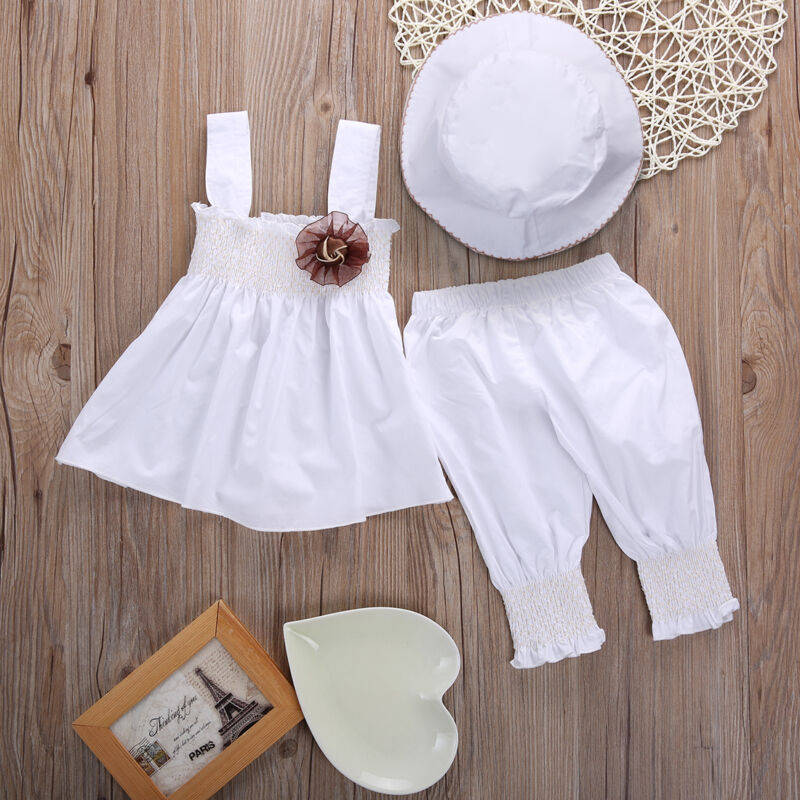 Infant Toddler Baby Girls White 3 Piece Summer Outfit