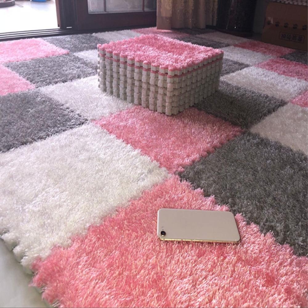 DIY Soft Plush No Slip Interlocking Shag Carpet Square eBay