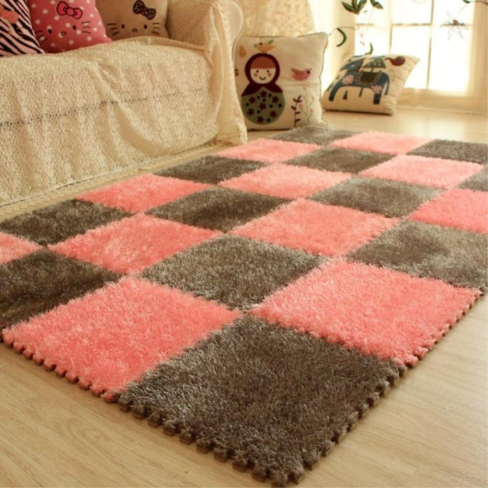 DIY Soft Plush No Slip Interlocking 30x30 Shag Carpet Squares Classy