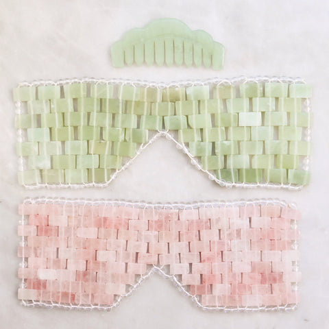Mount Lai Jade Massaging Gua Sha Comb, Rose Quartz Eye Mask, Jade Eye Mask - An AAPI woman owned beauty brand rooted in Traditional Chinese Medicine.