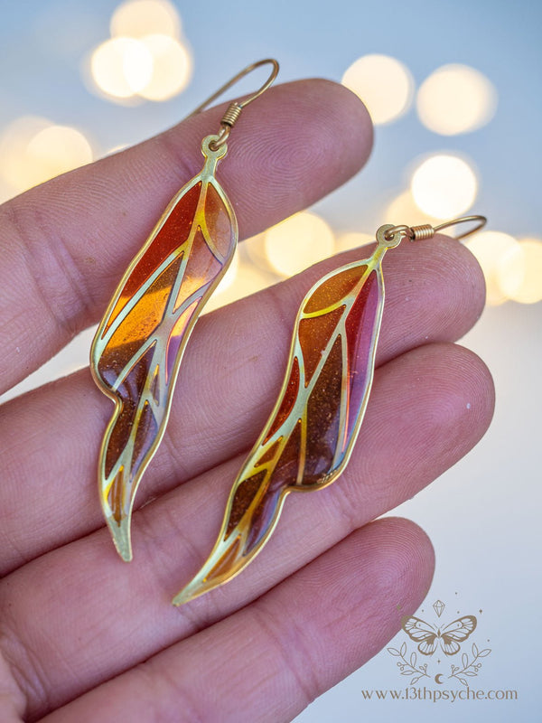 Handmade Stained glass inspired green leaf earrings