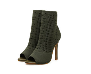 sock boot heels peep toe