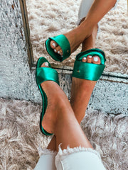 Aloha Aqua Green Metallic Sandals