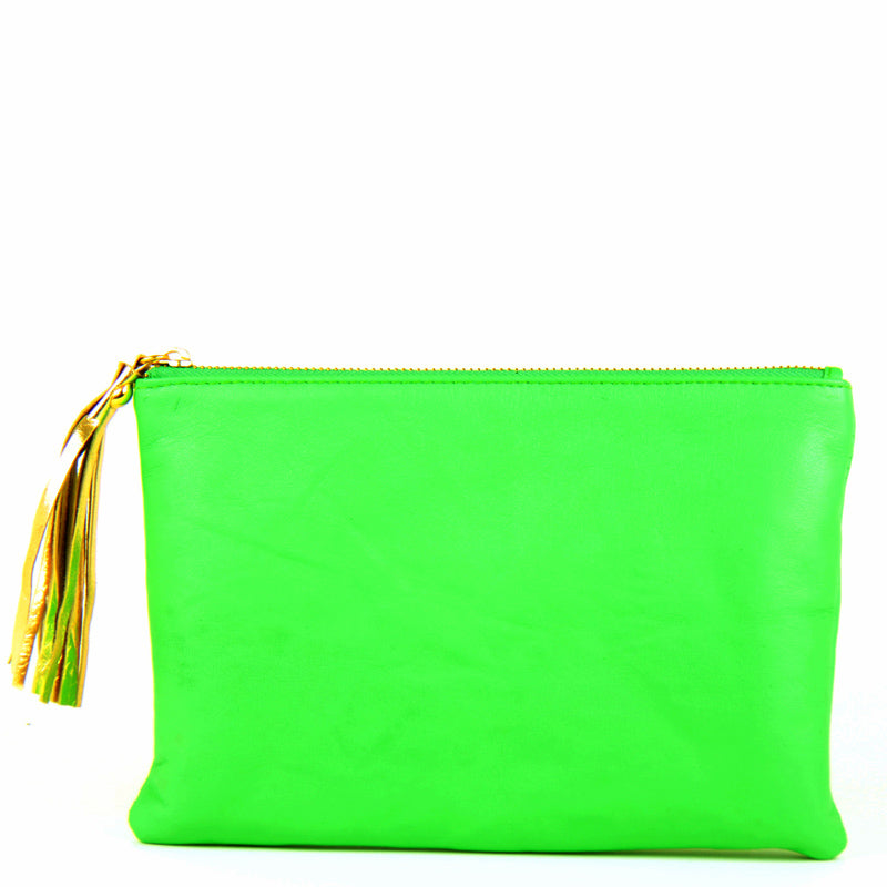 neon green clutch purse