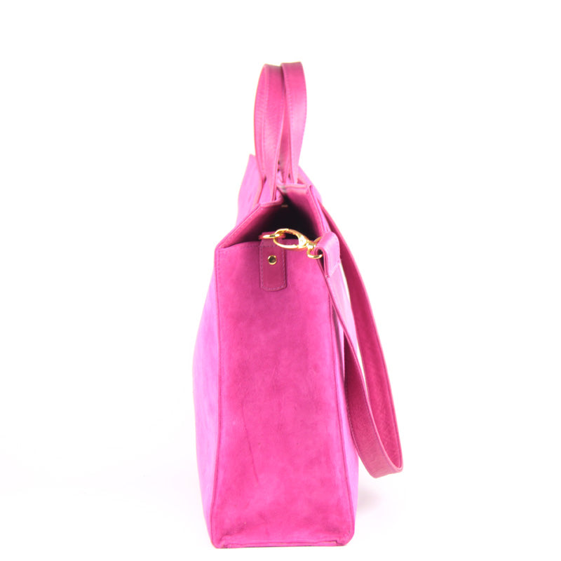 pink suede tote