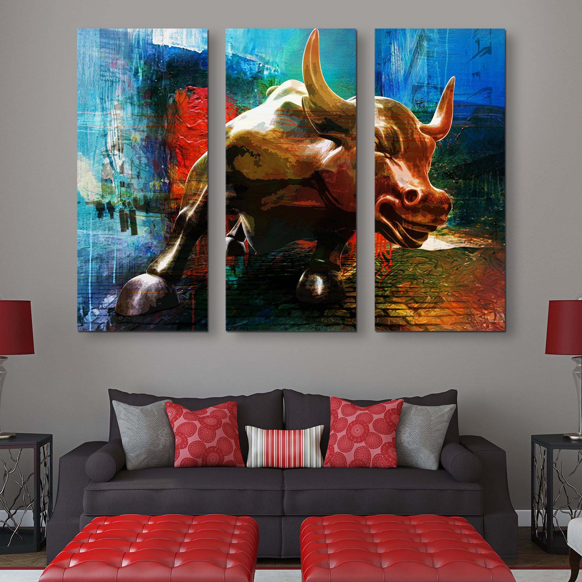 Charging Bull Motivational Wall Art for Traders EPIK Canvas