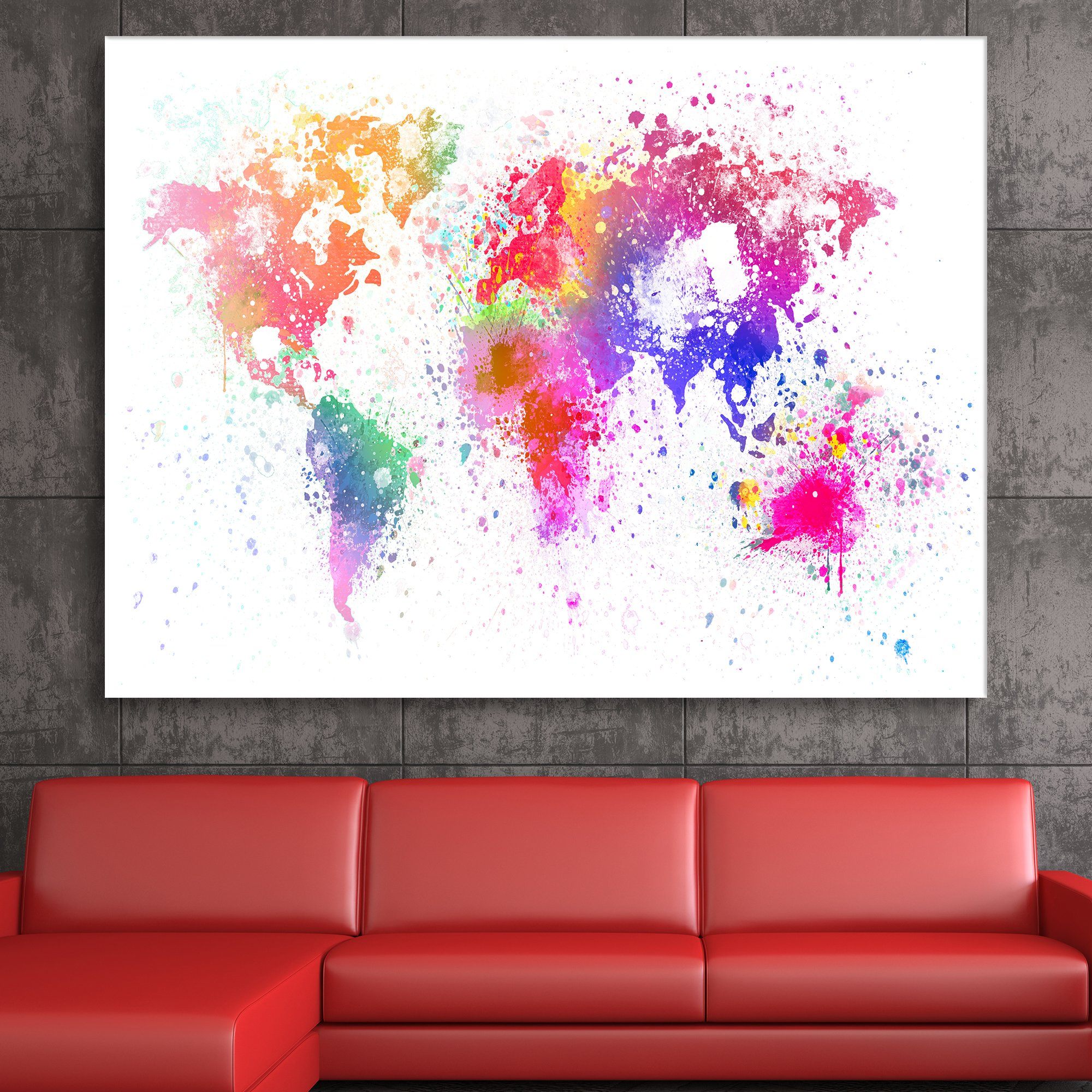 Splashes Of Color World Map Epik Canvas