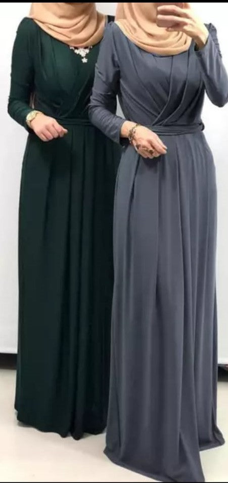 grey pleated maxi dress