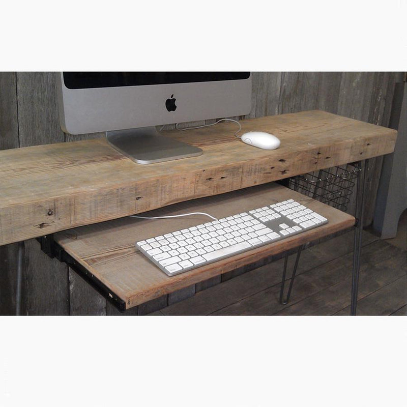 wood desk with keyboard drawer