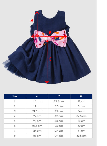 Girls-Dress-The-House-of-Fox-Bow-Navy-Size-Guide