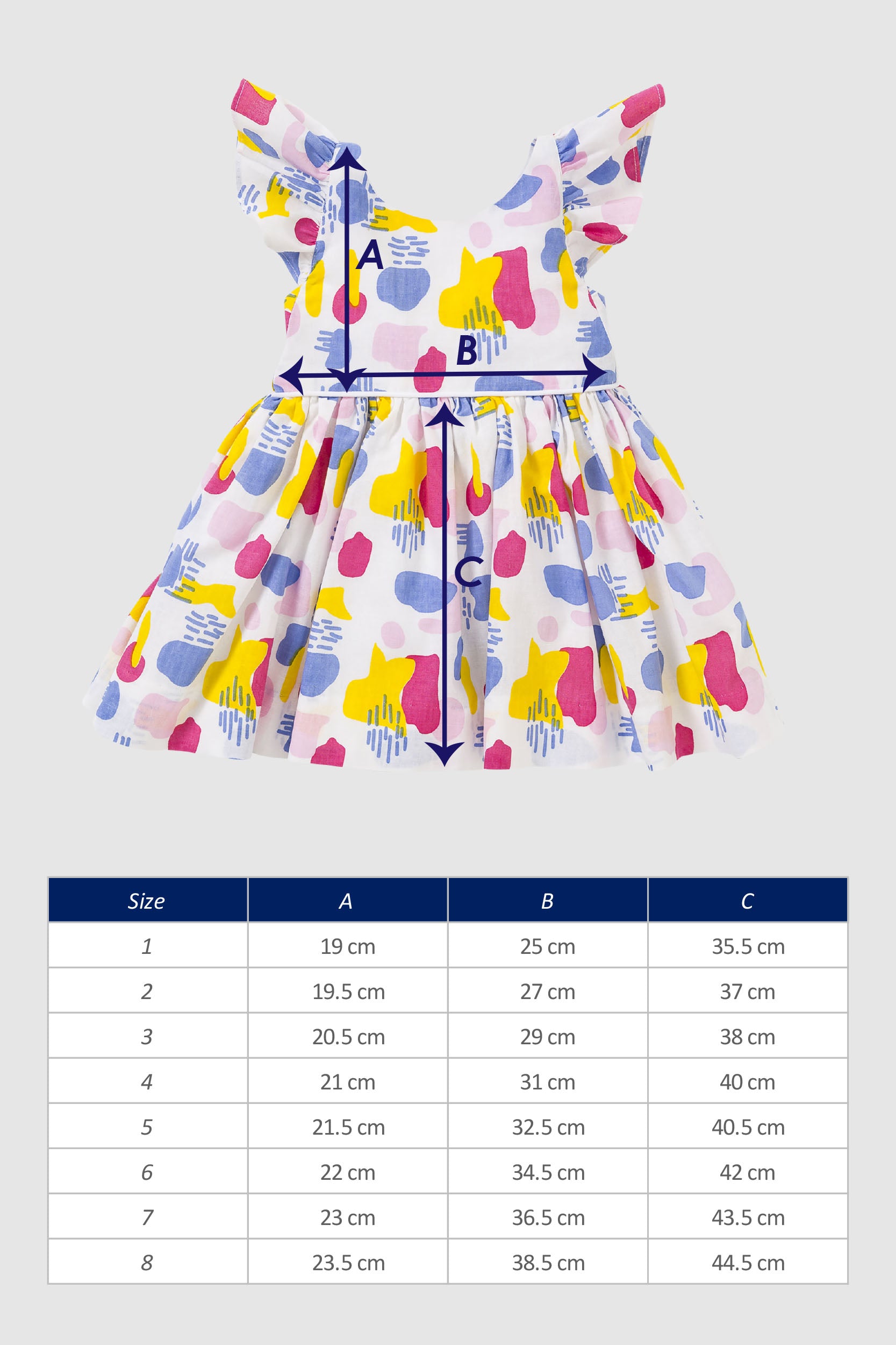 Girls Dress The House of Fox Mila Art Size Chart