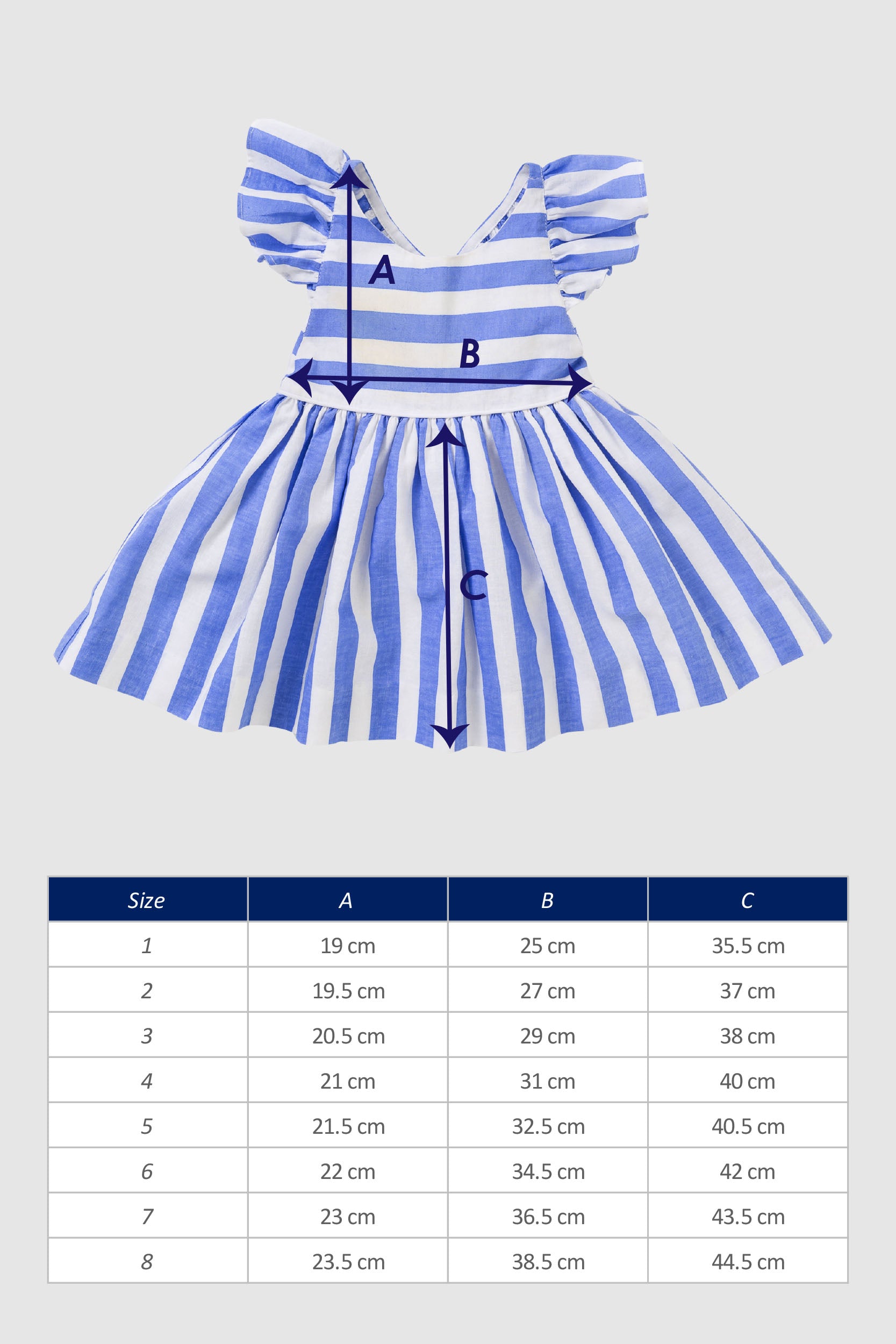 Girls Dress The House of Fox Mila Stripe Size Chart