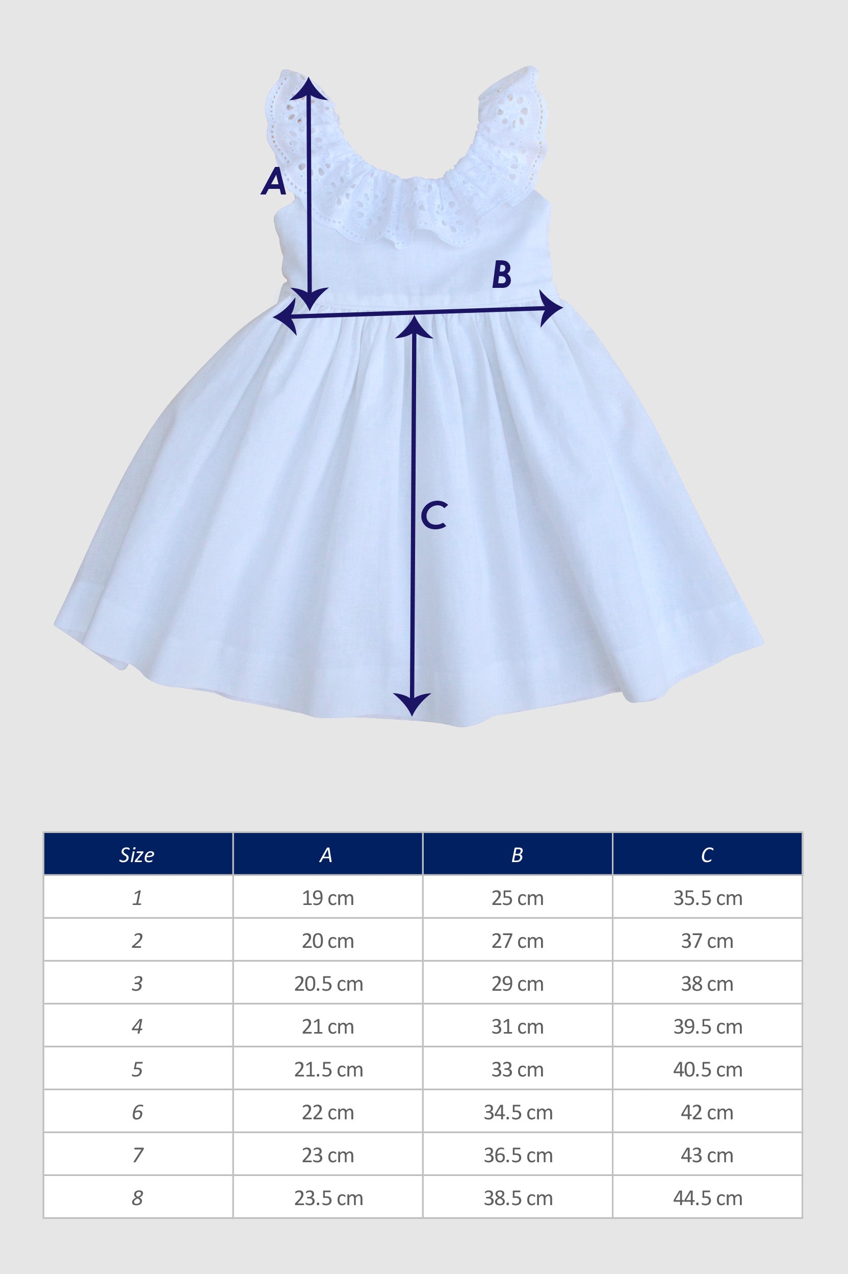 Girls Dress The House of Fox Poppy White Size Guide