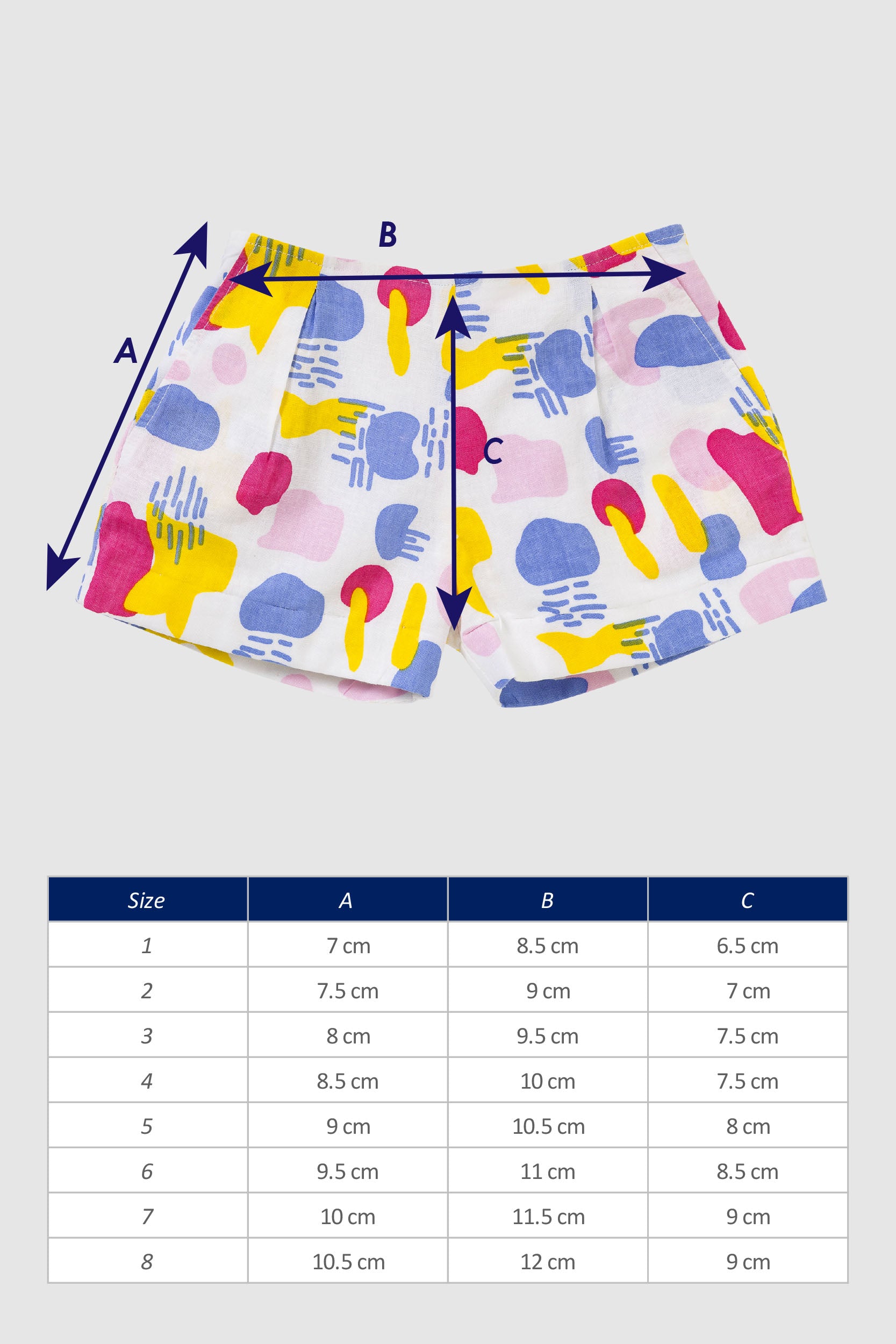 Girls Shorts The House of Fox Mei Art Size Chart