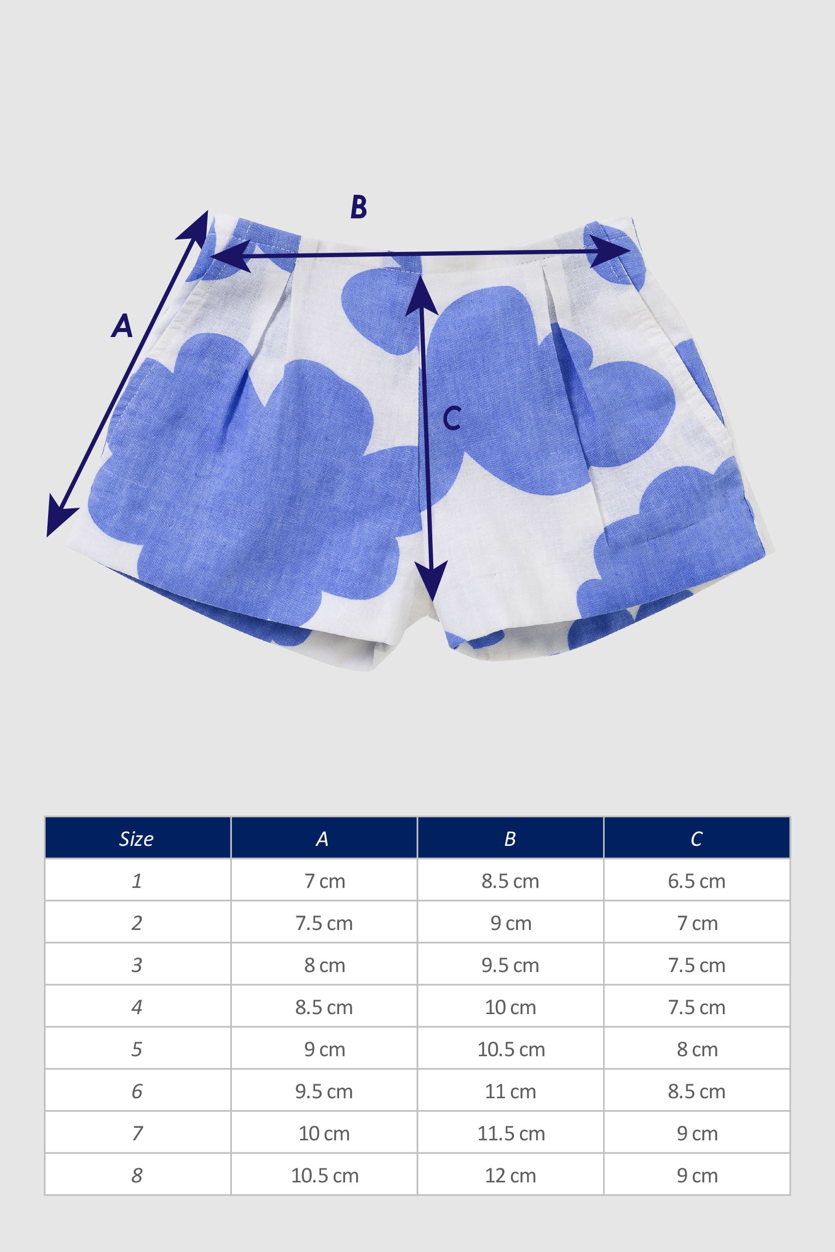 Girls Shorts The House of Fox Mei Cloud Size Chart