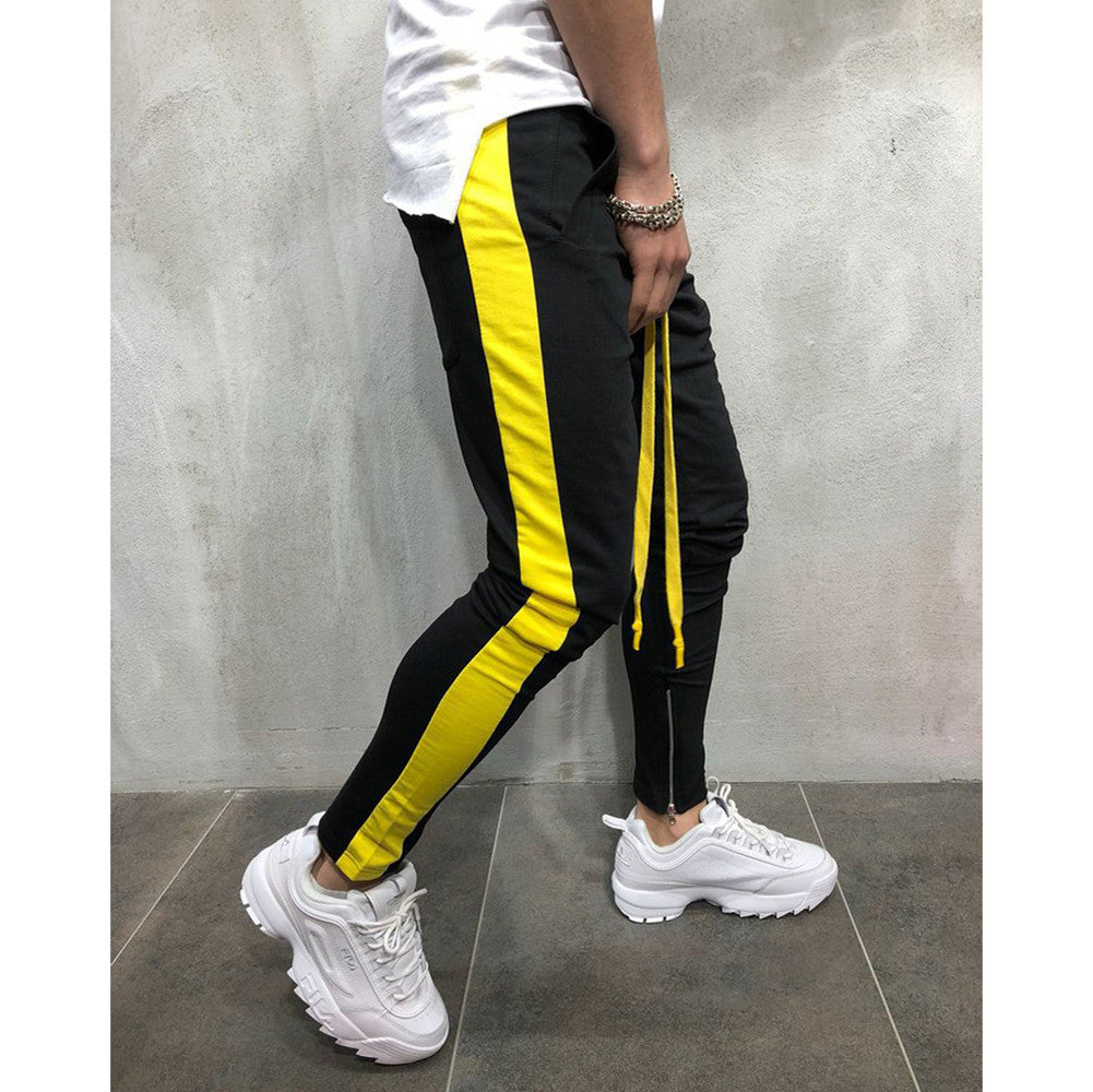 Men Fashion Cotton Striped Pants Summer Casual Loose Trousers Zipper Sport Gym Running Pants | Edlpe