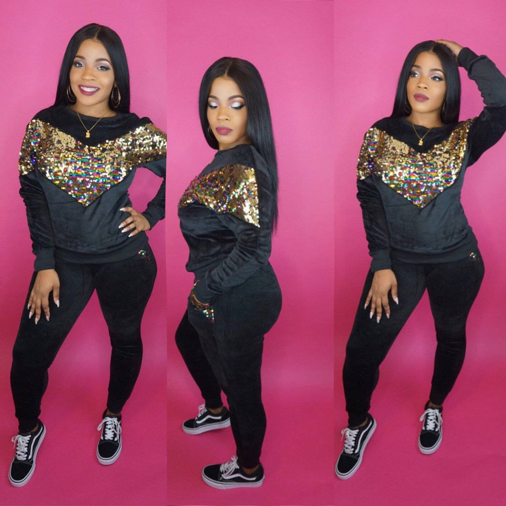 womens sequin tracksuit