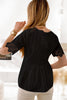 Image of Boho Lace Splicing V Neck Short Sleeve Shirt