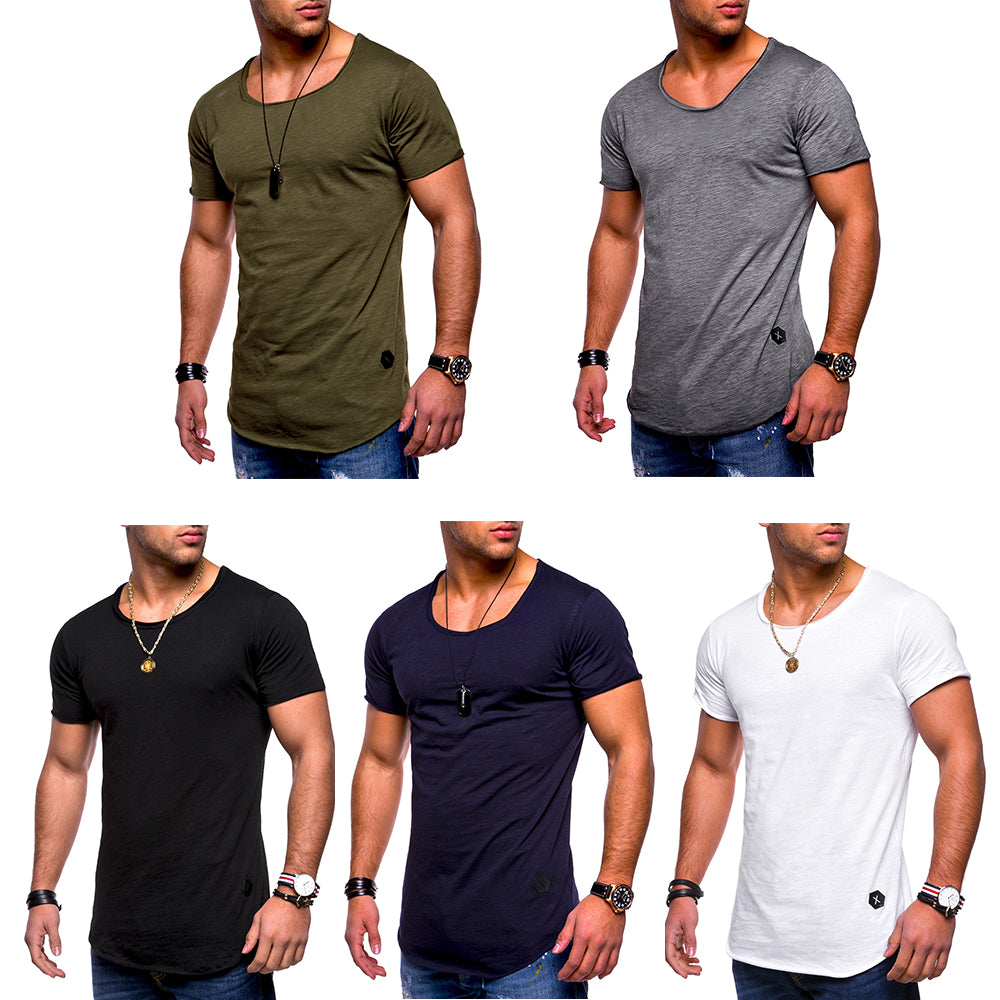 EDLPE - Mens Summer Short Sleeve Muscle T-shirt Slim Fit O Neck Casual ...