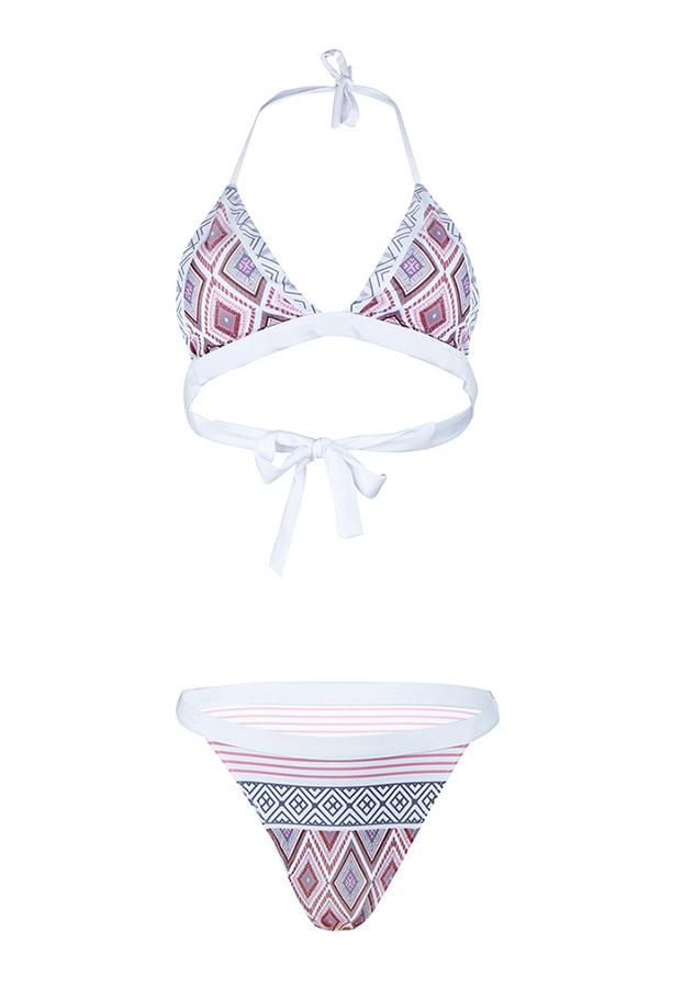 Purple Diamond Pattern Triangle Bikini Set | Edlpe