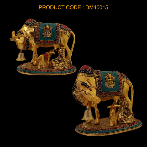 Kamdhenu Cow with Calf Big Size Statue for Pooja Krishna Janmashtami D