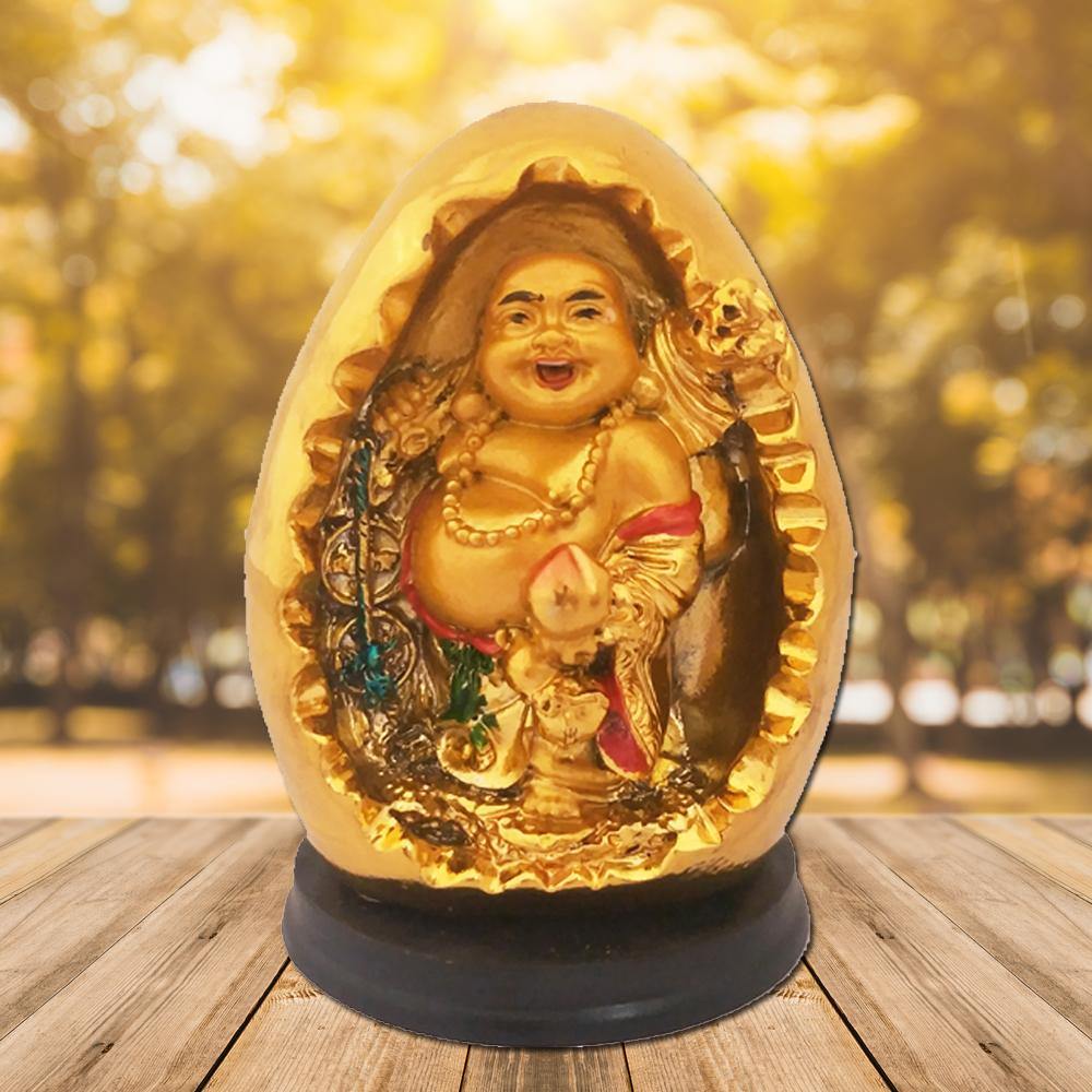 Happy Man Laughing Buddha Standing on Wealth Statue For Attracting Money  Wealth Prosperity Financial Luck, Divya Mantra