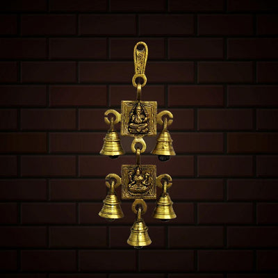 Brass Wall Hanging Bell With Chain Decorative Bells For Temple And Home  Decor