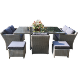 ELWOOD - Premium 8 Seater Outdoor Wicker Rectangle Table Dining Set