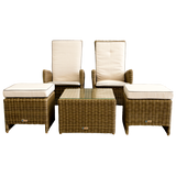 Kew 5 Piece Recliner Wicker Outdoor Coffee Set