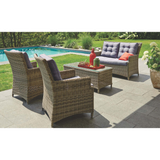 ESSENDON - High Quality 4 Seater Wicker Rectangle Coffee Table Lounge Set