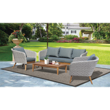 MORNINGTON - 5 Seater Outdoor Timber Table Wicker Lounge Set