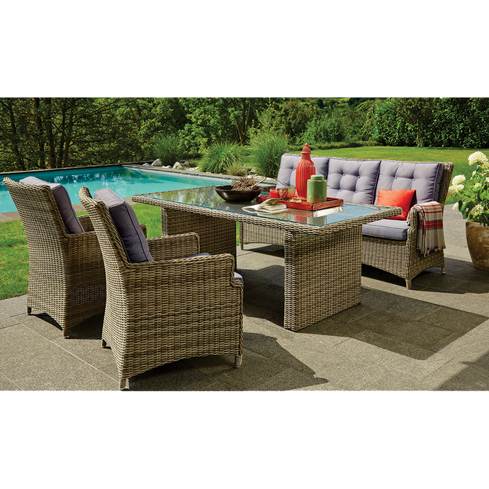 Carlton - 6 Seater Outdoor Wicker Stylish Square Table Dining Set