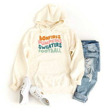 Bonfires Pumpkins Sweaters Football Graphic Hoodie