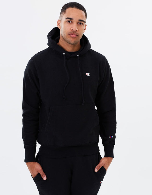 champion hoodie black small logo