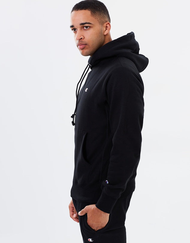 champion reverse weave pullover hoodie black